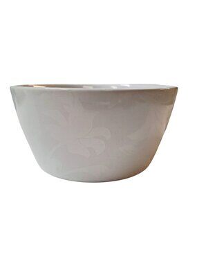 Two Roscher Provincial Collection Stoneware Bowls 5.75" White Floral Embossed Di